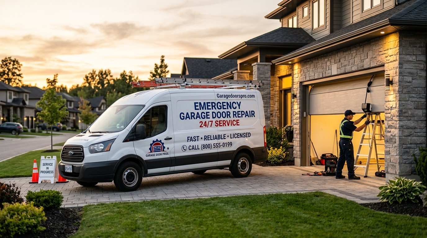 Emergency garage door repair service van at home in Midland TX